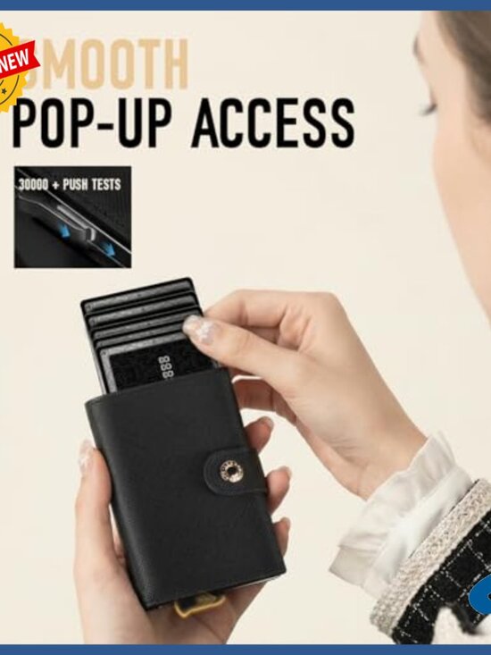 Women Full Grain Leather RFID Blocking Slim Wallet Trifold Card Holder Women
